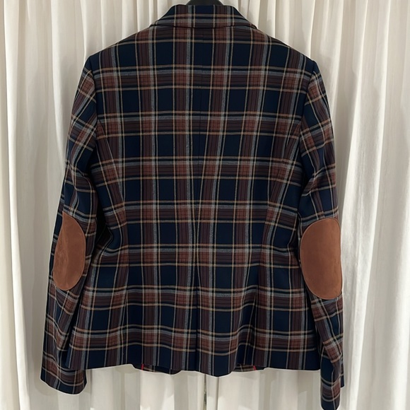 Tommy Hilfiger Plaid Elbow Patch Classic Fitted Blazer - Picture 4 of 6